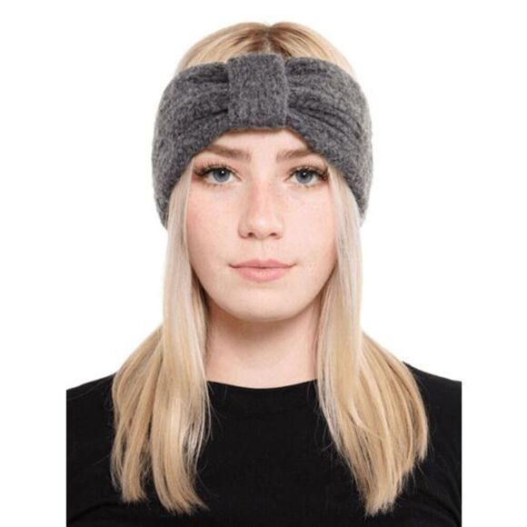 2/$21 Dark Grey Knot Knit Winter Headband - Picture 1 of 4